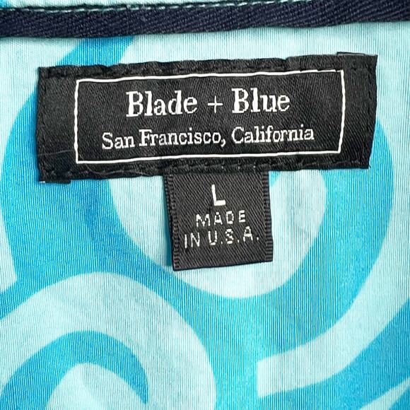 BLADE + BLUE Hawaiian Shirt Tropical Button Down Short Sleeve Light Blue Size L - Picture 4 of 6